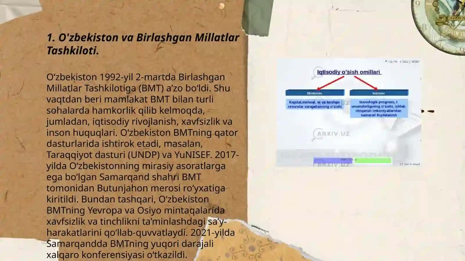 O'zbekistonning xalqaro aloqalar va jahon hamjamiyatidagi o'rni 3