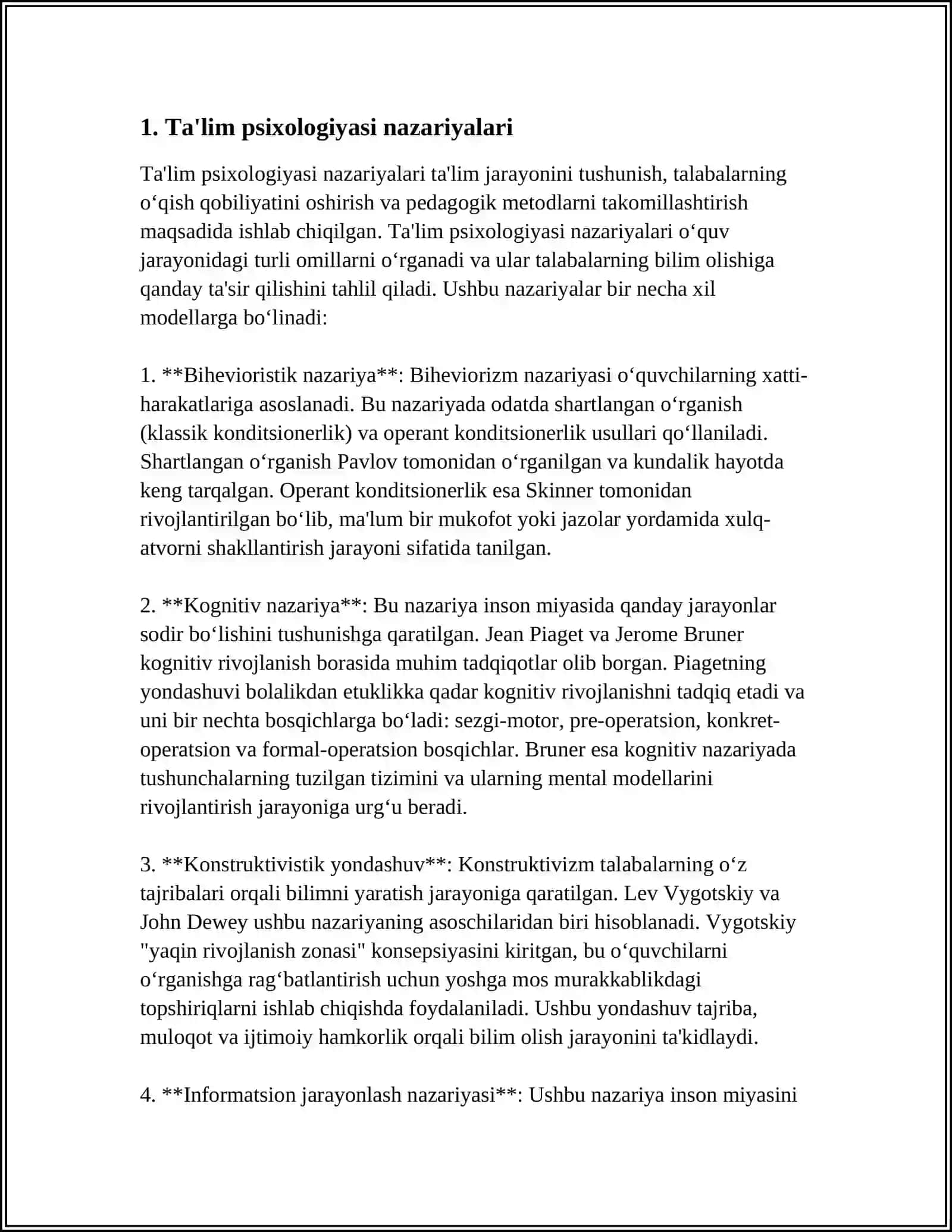 O'QUV FAOLIYATI NAZARIYALARI 3