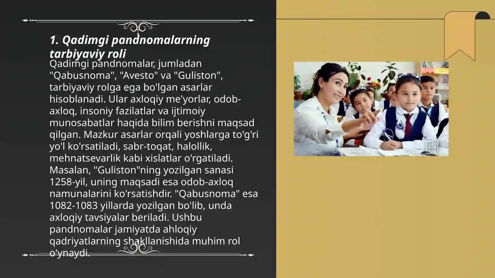 Qadimgi pandnomalarning ta'lim tarbiyaviy ahamiyati 3