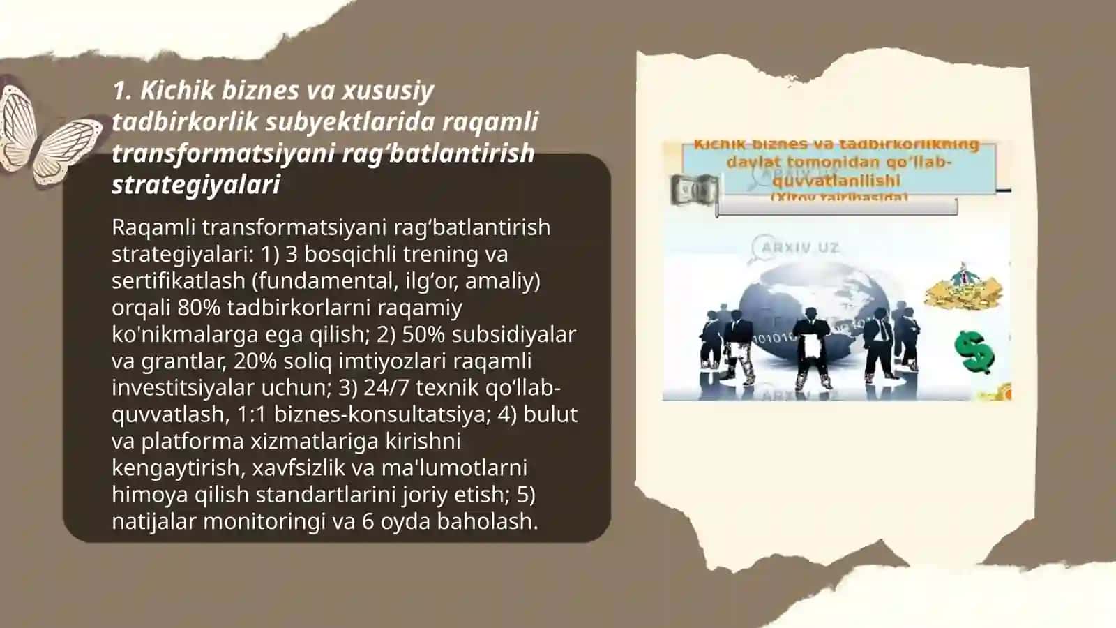 Kichik biznes va xususiy tadbirkorlik subyektlarigainnovatsiontexnologiyalarnitatbiqqilishniragʻbatlantirish 3