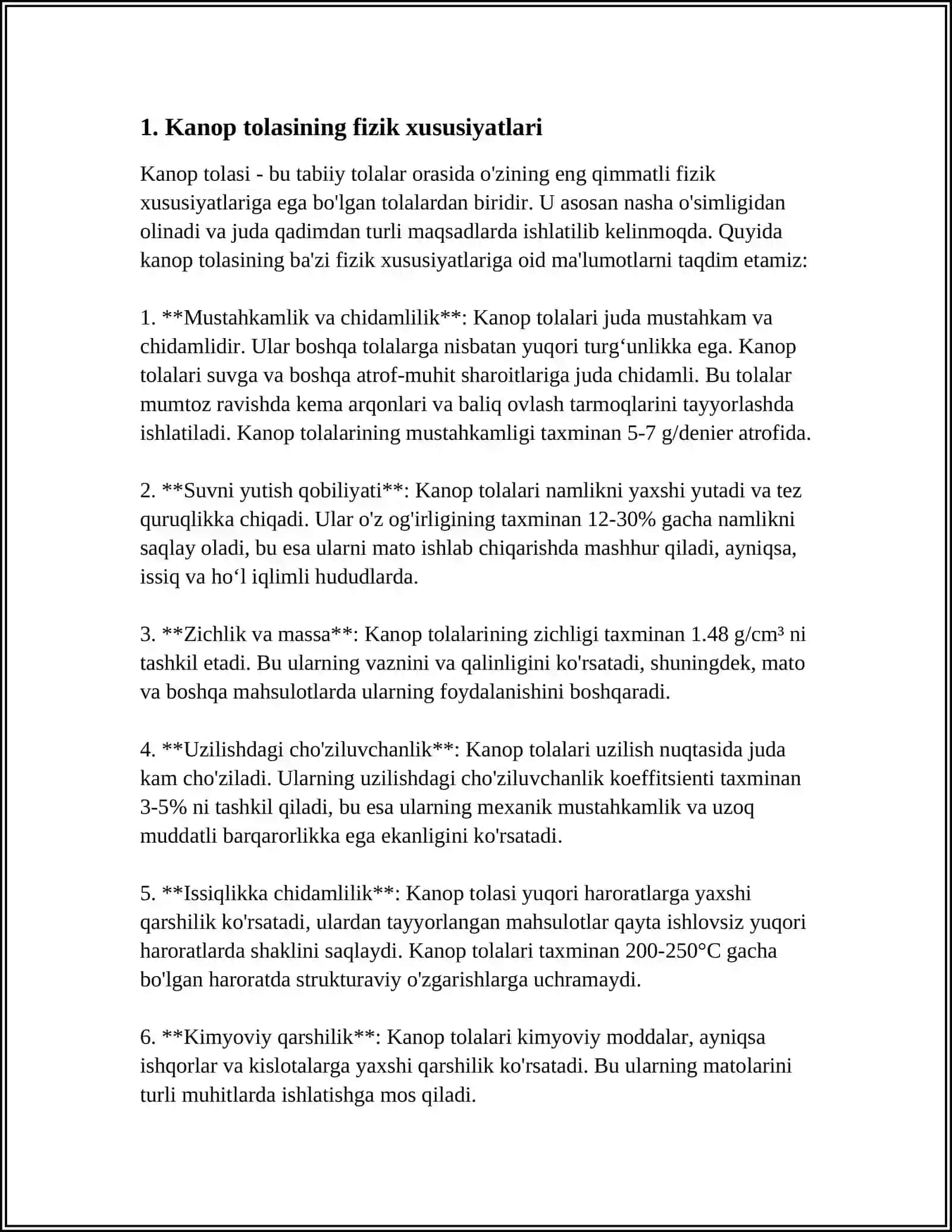 KANOP TOLASINING SIFATINI BELGILOVCHI STANDARTLAR 3