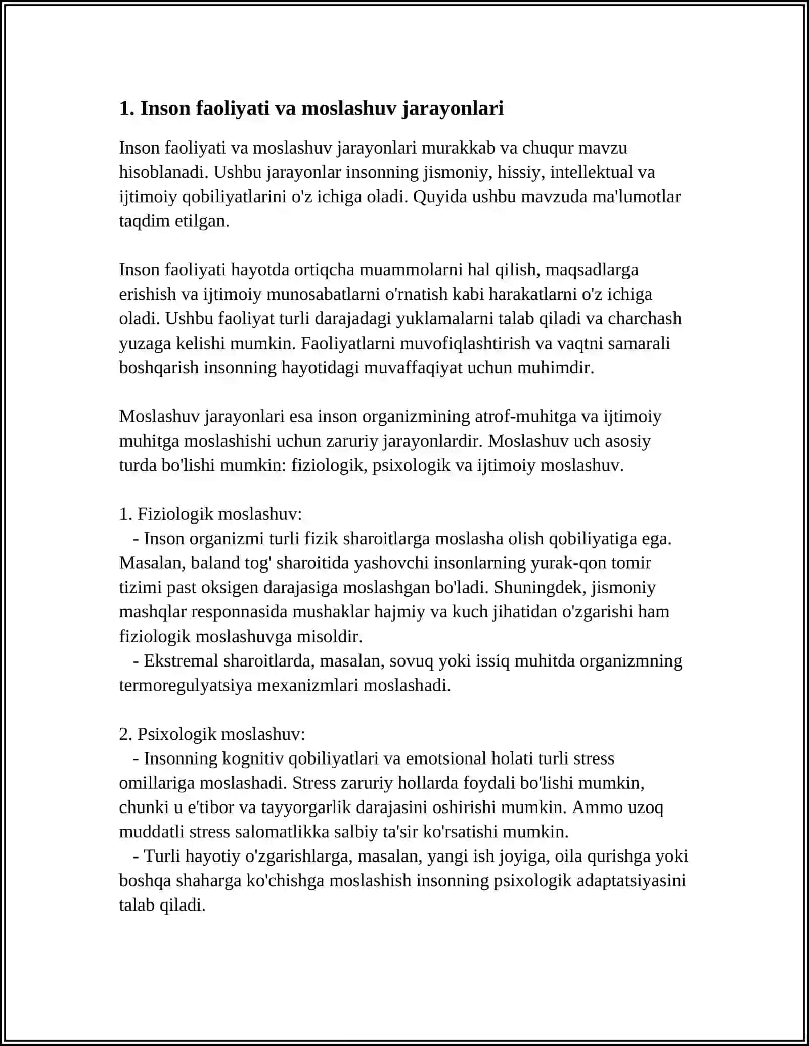 INSON FAOLIYATIGA ADAPTATSIYA JARAYONLARI 3