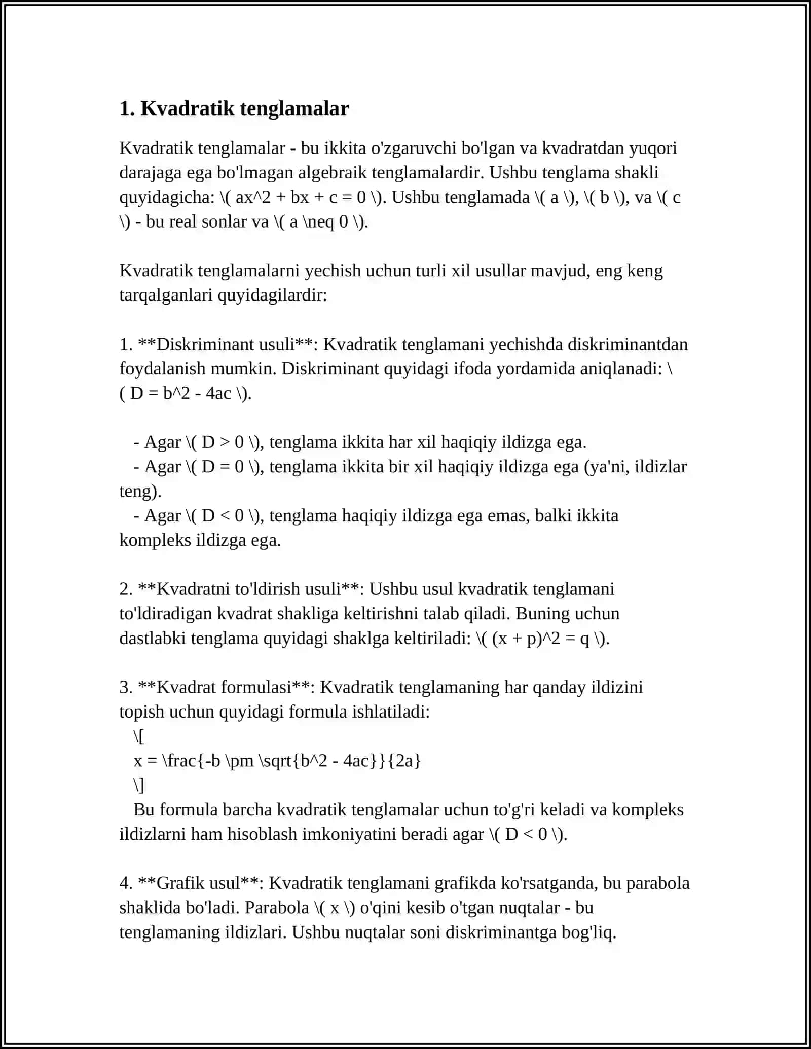 KVADRIKANING MARKAZI VA TA'SNIFI 3