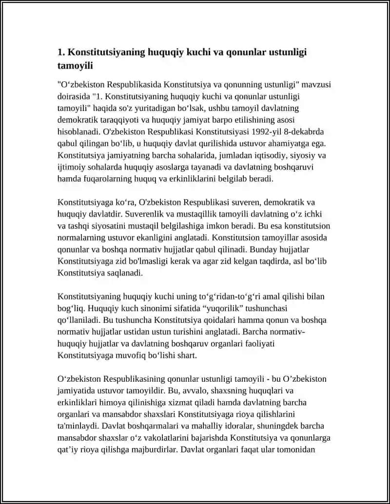 O'ZBEKISTON RESPUBLIKASIDA KONSTITUTSIYA VA QONUNNING USTUNLIGI 3