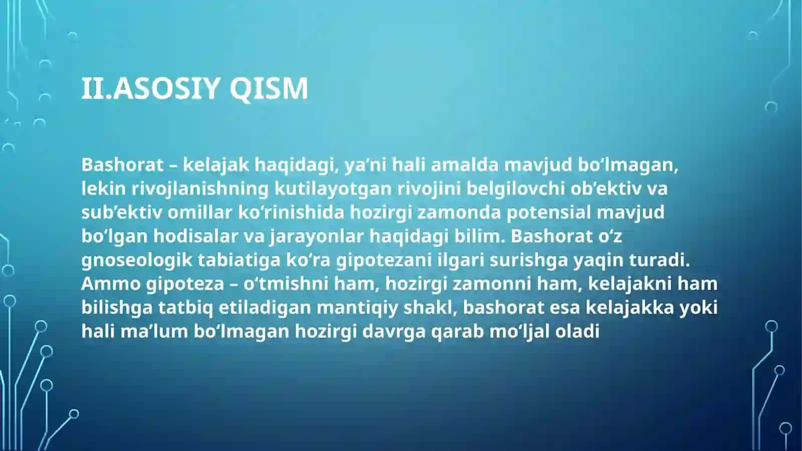 Bashorat tushunchasi va uning turlari 3