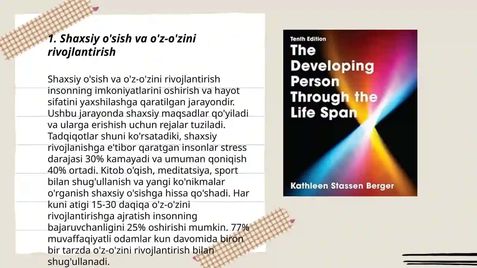 Shaxs rivojlanishining eng yuqori darajasi 3
