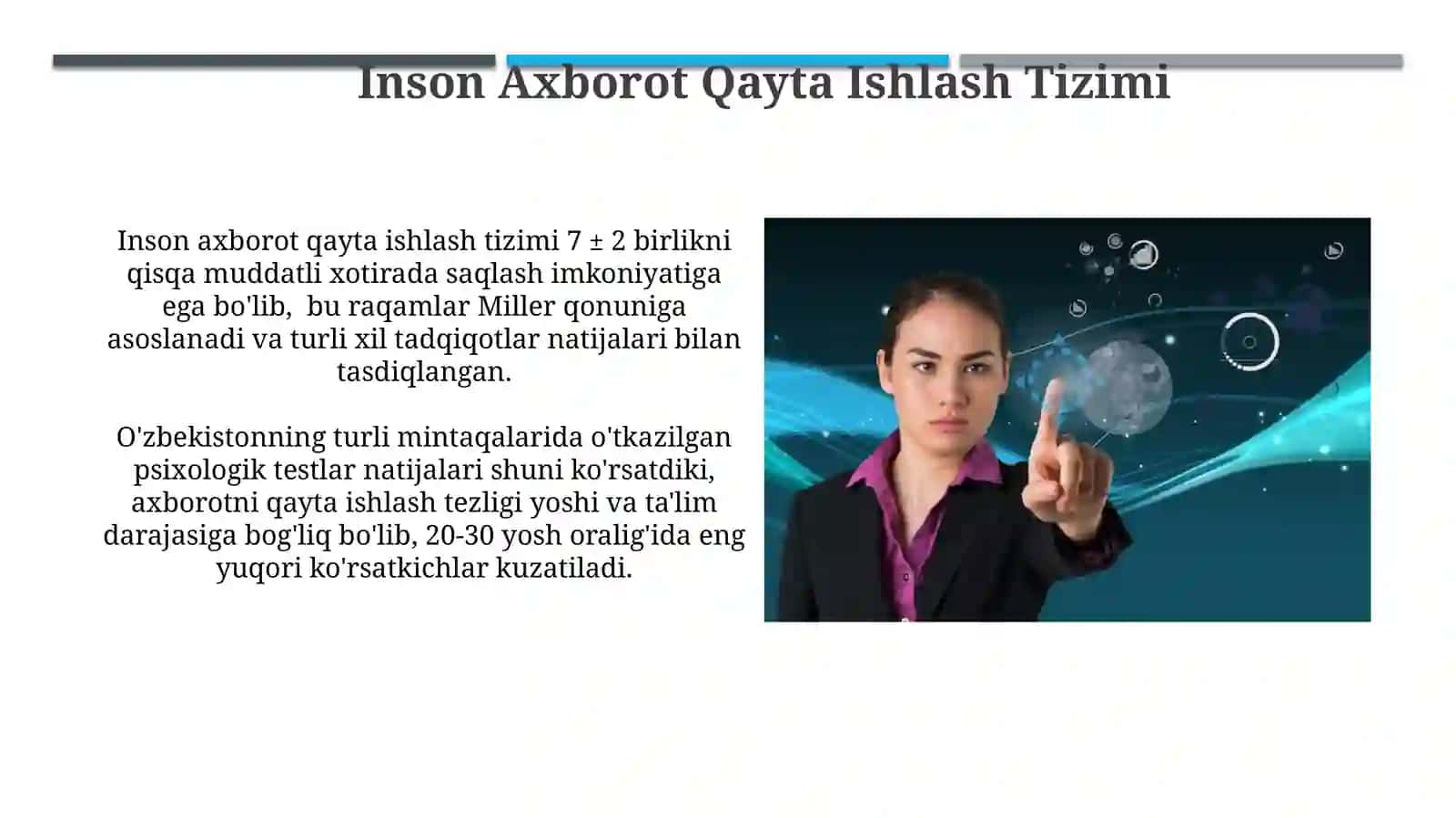 Inson axborotini qayta ishlash tizimi 3
