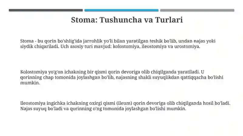 Stoma parvarishi bo'yicha qo'llanma 3