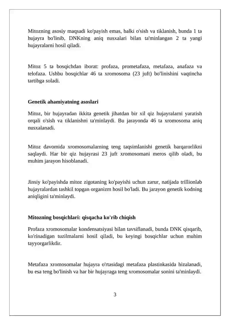 Mitozning genetik mohiyati 3