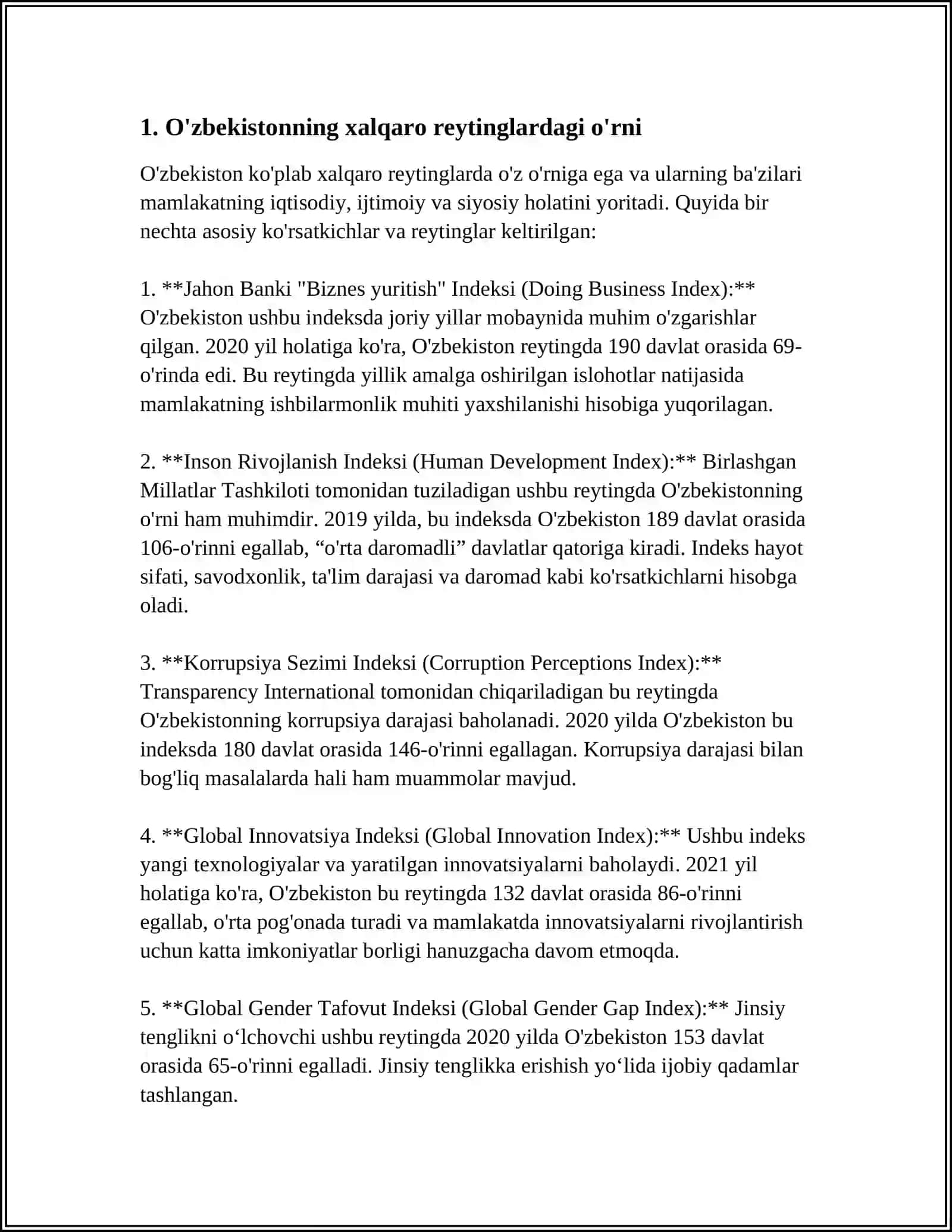 O‘zbekistondagi xalqaro reytinglari 3