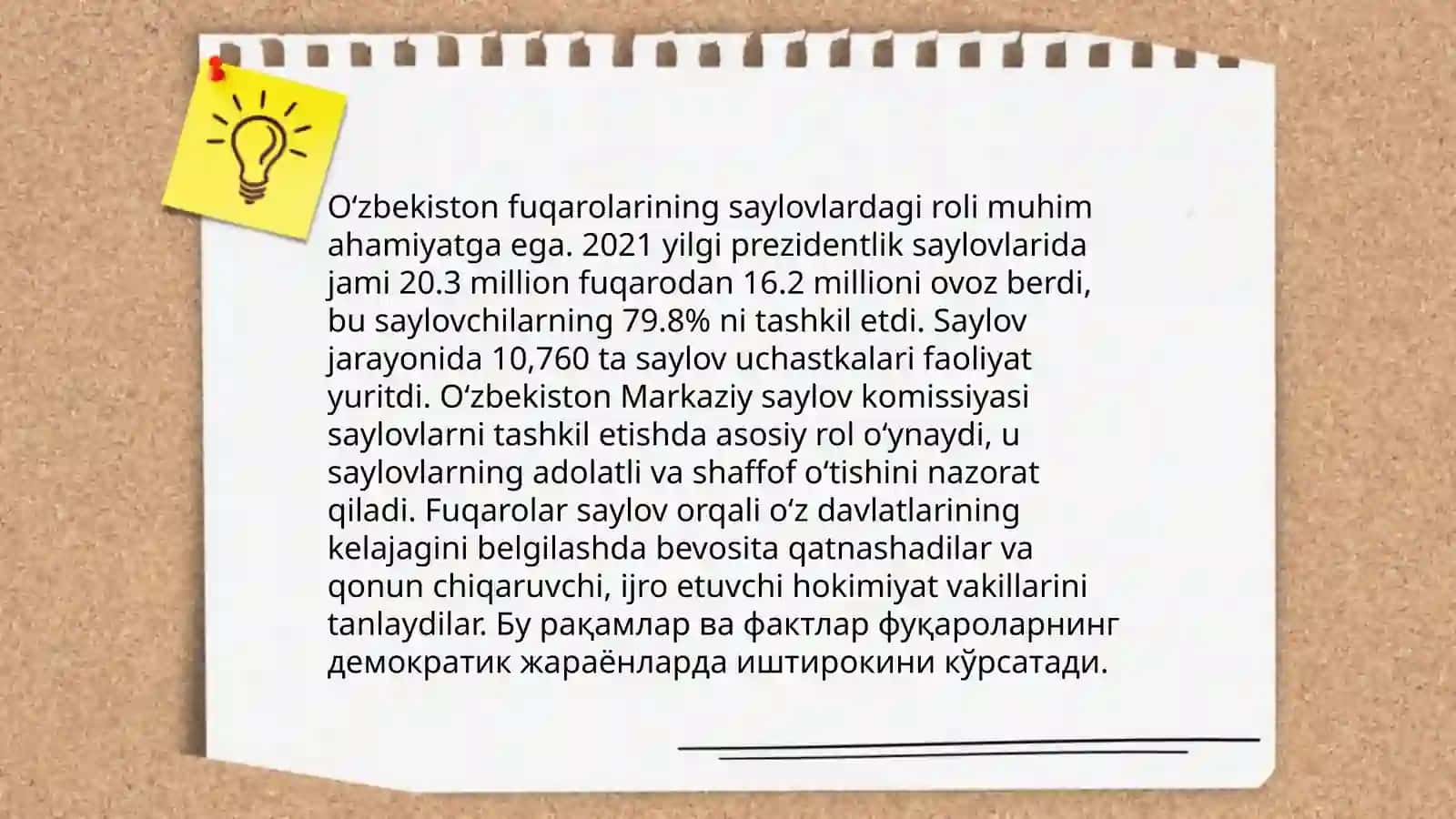 Oʻzbekiston fuqarolarining saylovlardagi roli 3