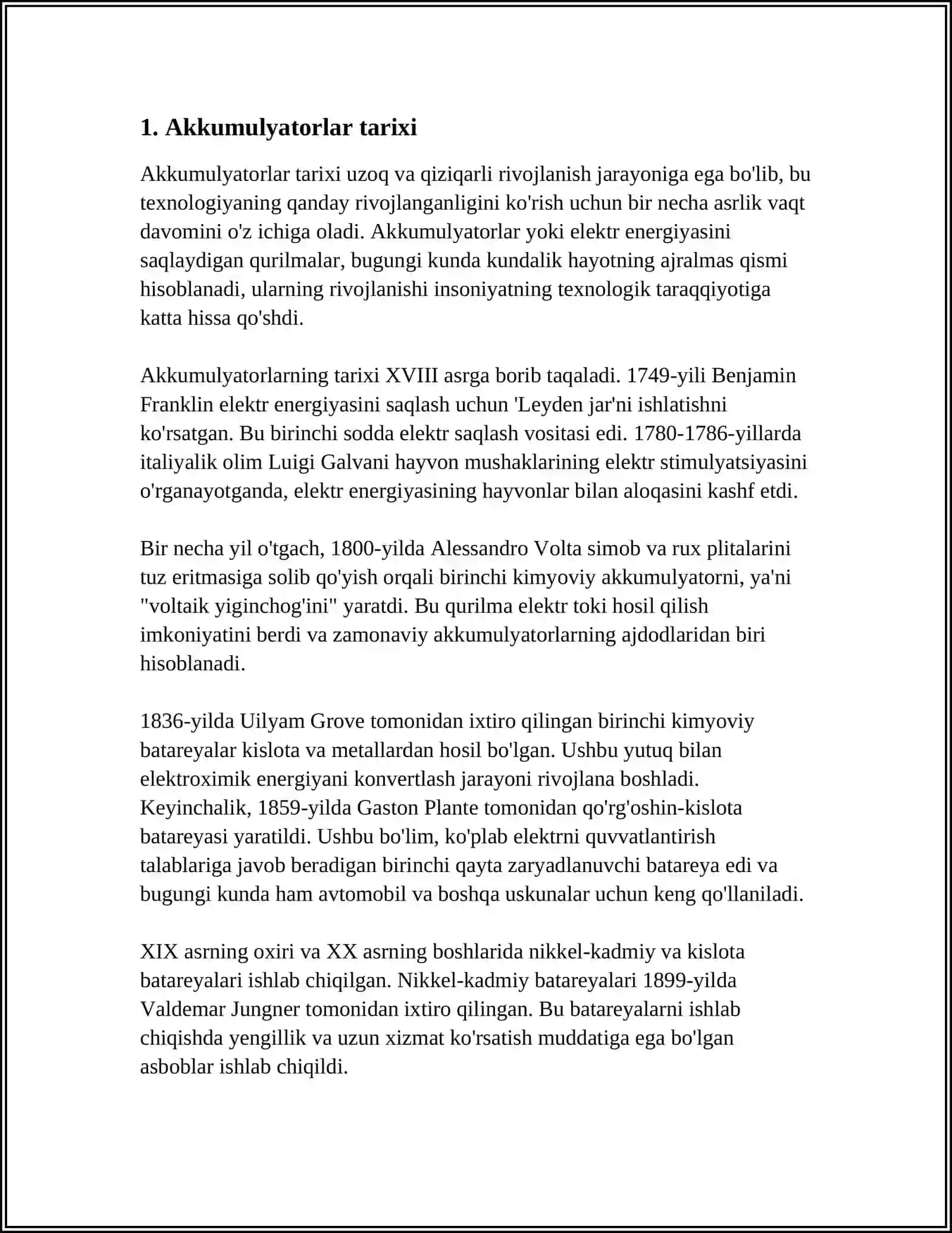AKKUMULYATORLAR. ULARNING TURLARI. METALLORGANIK BIRIKMALARI 3