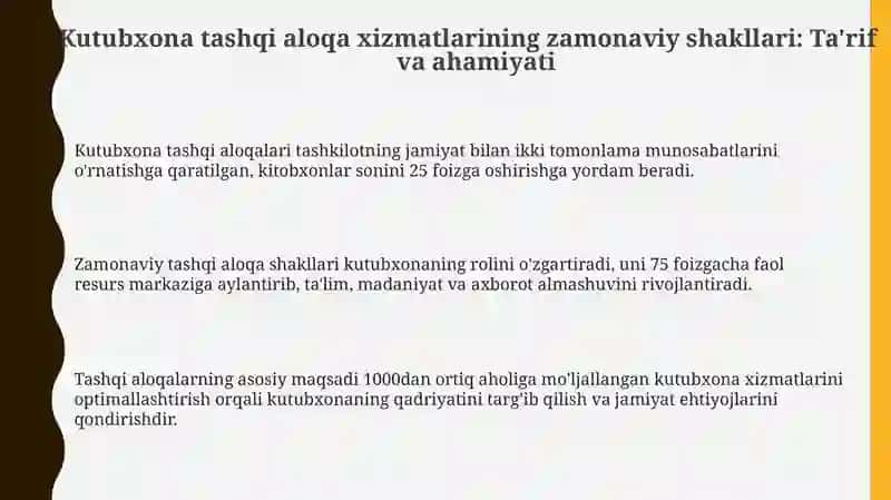 Zamonaviy kutubxona tashqi aloqa xizmatlari 3