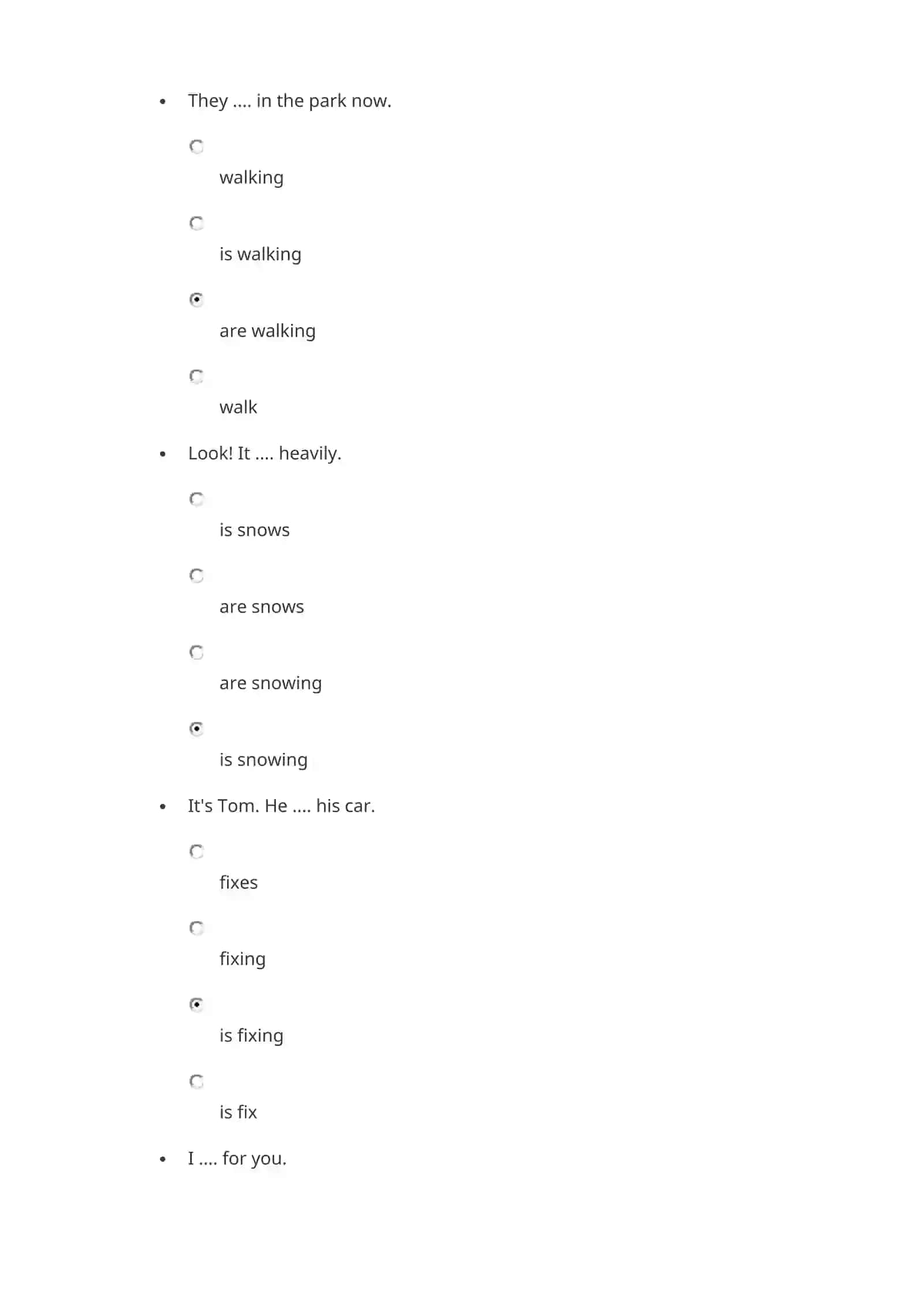 Present Continuous zamoniga oid testlar 3