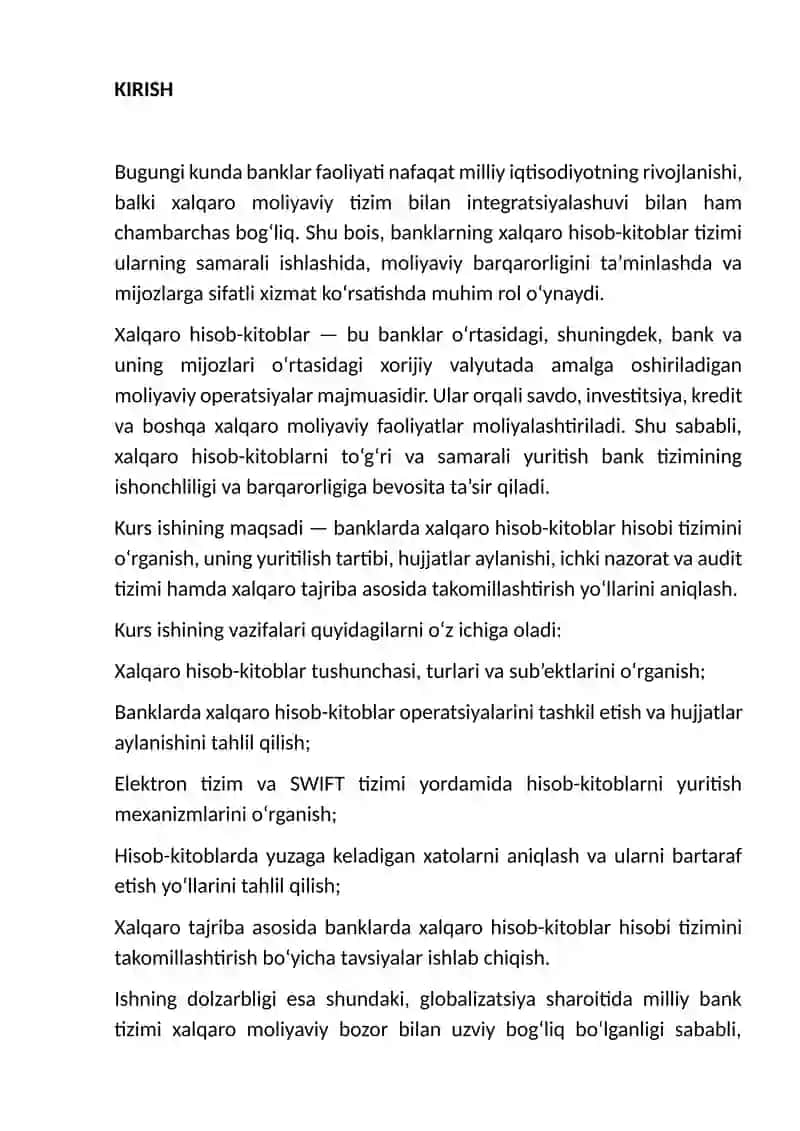Banklarda xalqaro hisob-kitoblar hisobi 3