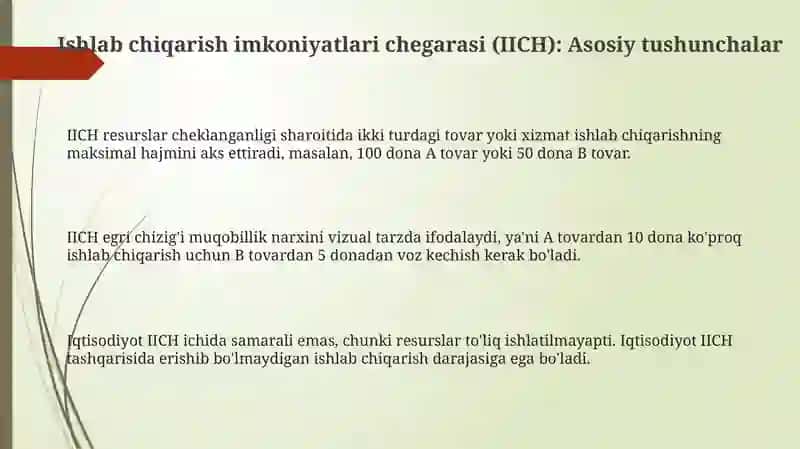 Ishlab chiqarish imkoniyatlari va uning ahamiyati 3