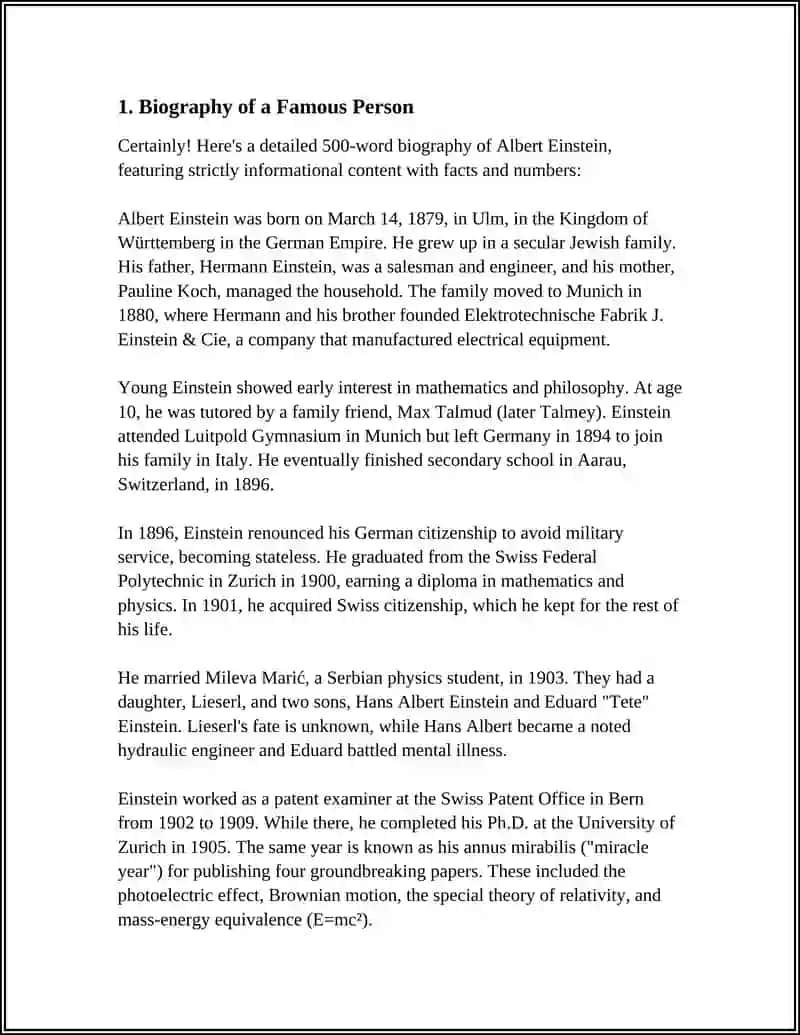 Biography of Albert Einstein 3