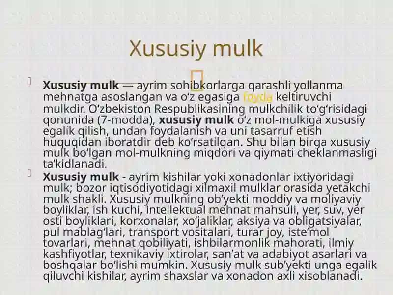XUSUSIY MULK 3