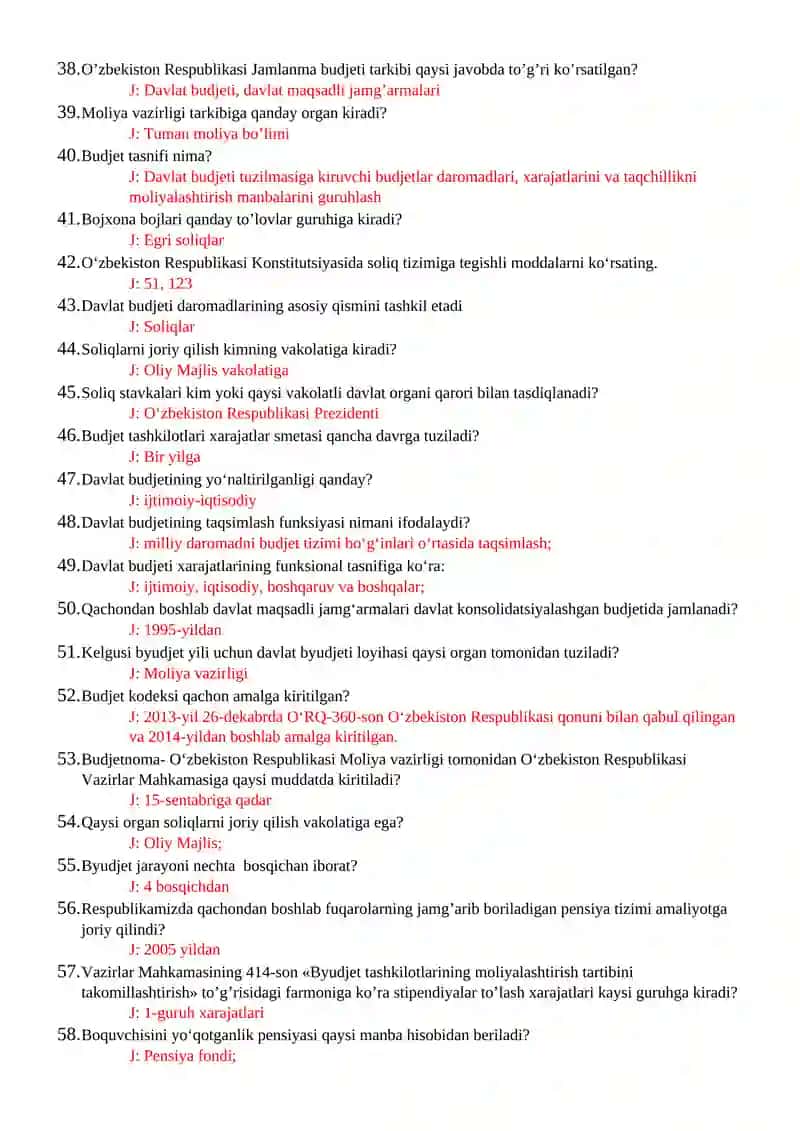 Moliya fanidan savollarga javoblar 3