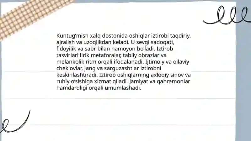 Kuntugʻmish xalq dostonida oshiqlar iztirobi 3