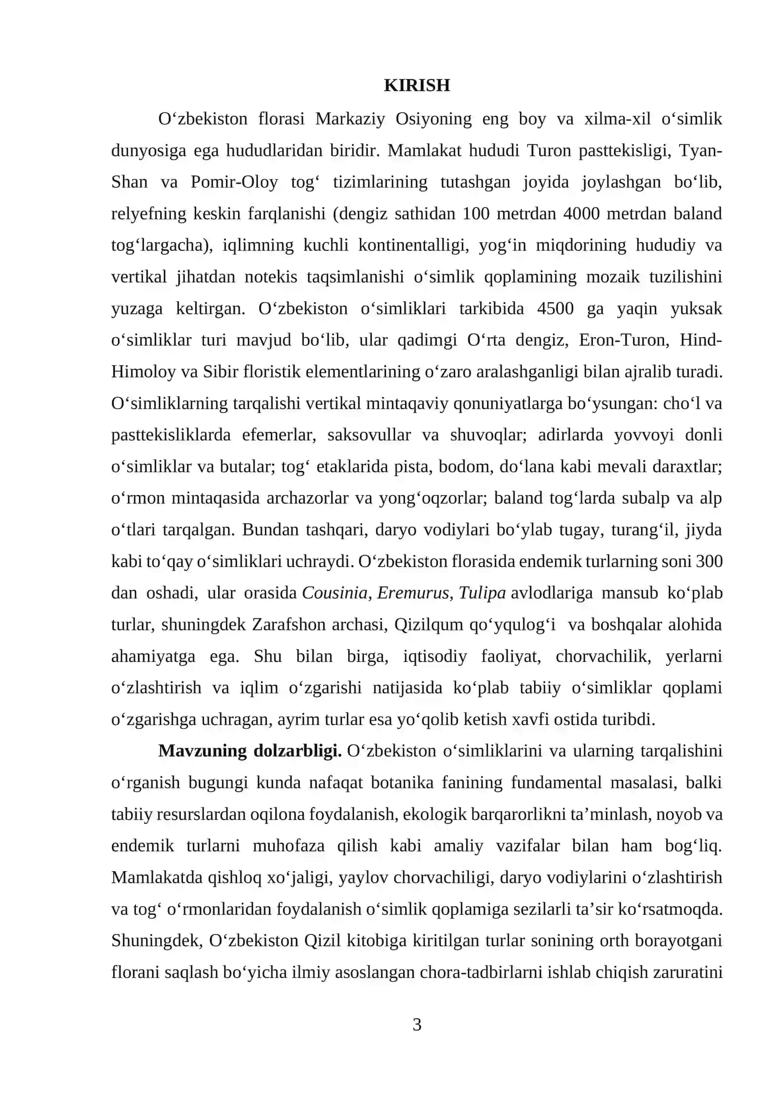O‘zbekiston o‘simliklari va ularning tarqalishi 3