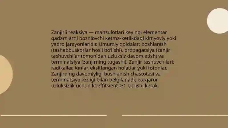 Zanjirli reaksiya 3