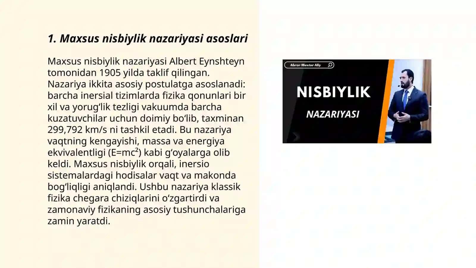 Nisbiylik nazariyasi elementlari 3