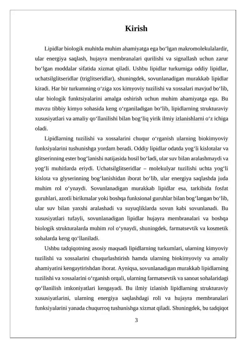 Oddiy lipidlar. Uchatsilglitseridlarning energiya saqlashdagi roli 3