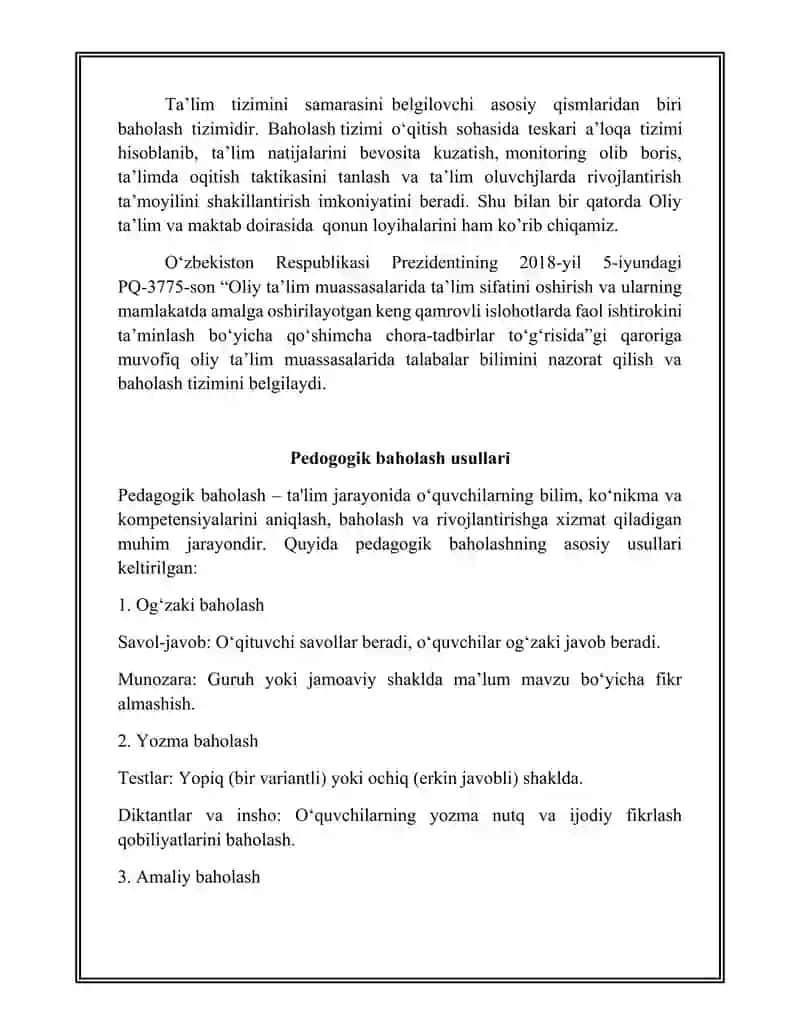 PEDAGOGIK BAHOLASH TURLARI 3
