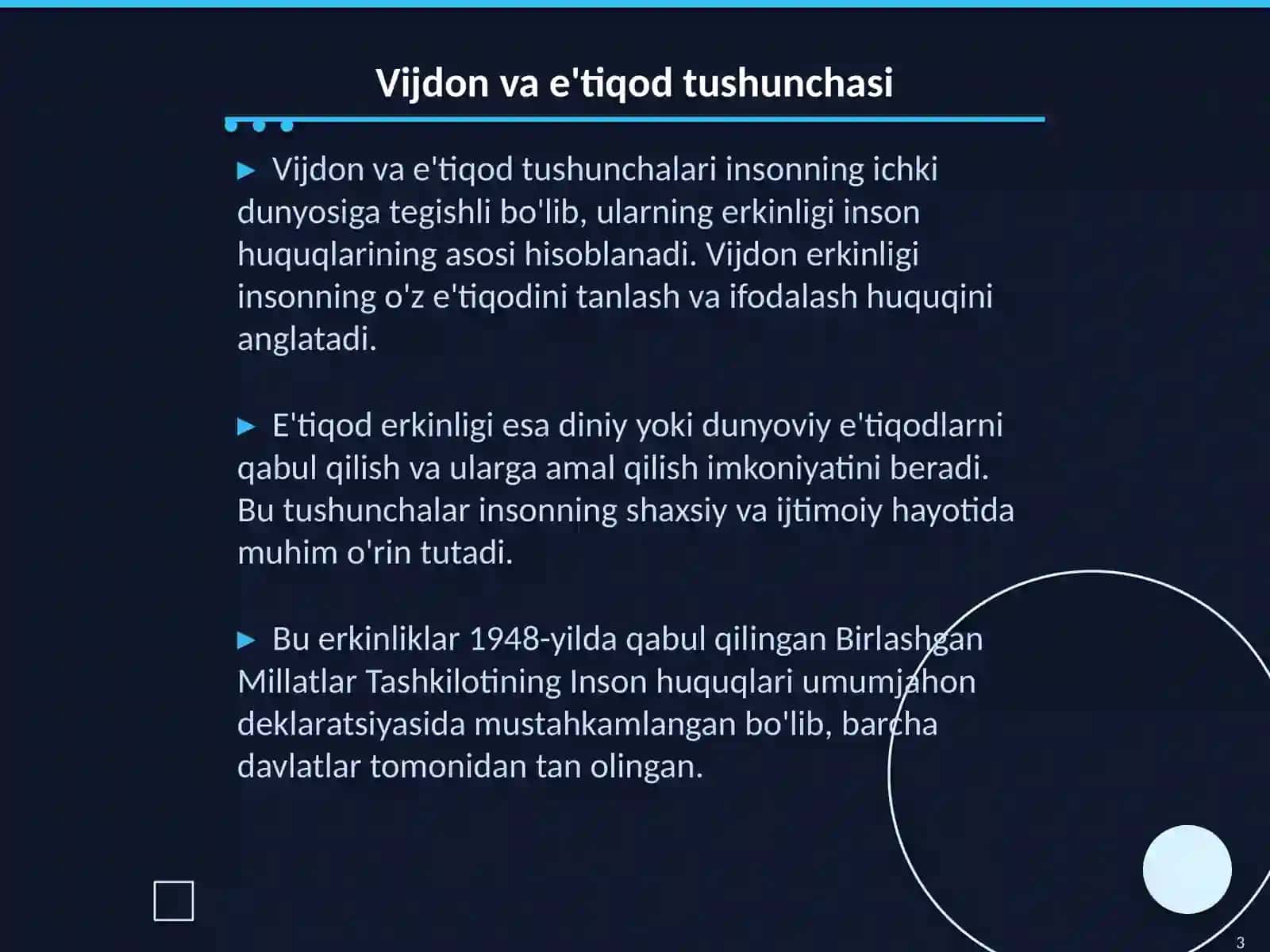 Vijdon va e'tiqod erkinligining tarifi 3