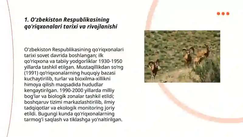 O'zbekiston Respublikasi qo'riqxonalari. Milliy bog'lar 3