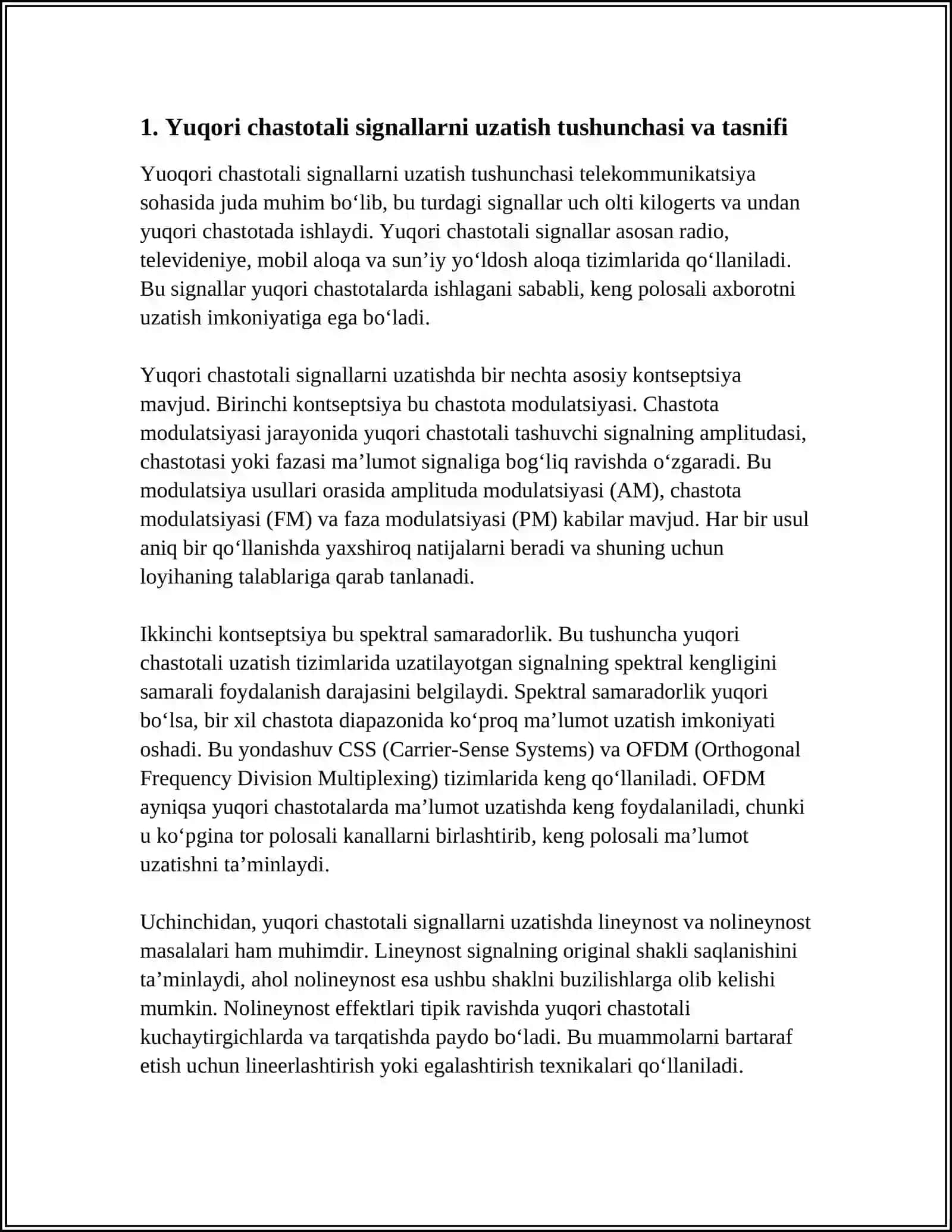 YUQORI CHASTOTALI SIGNALLARNI UZATISH USULLARI 3