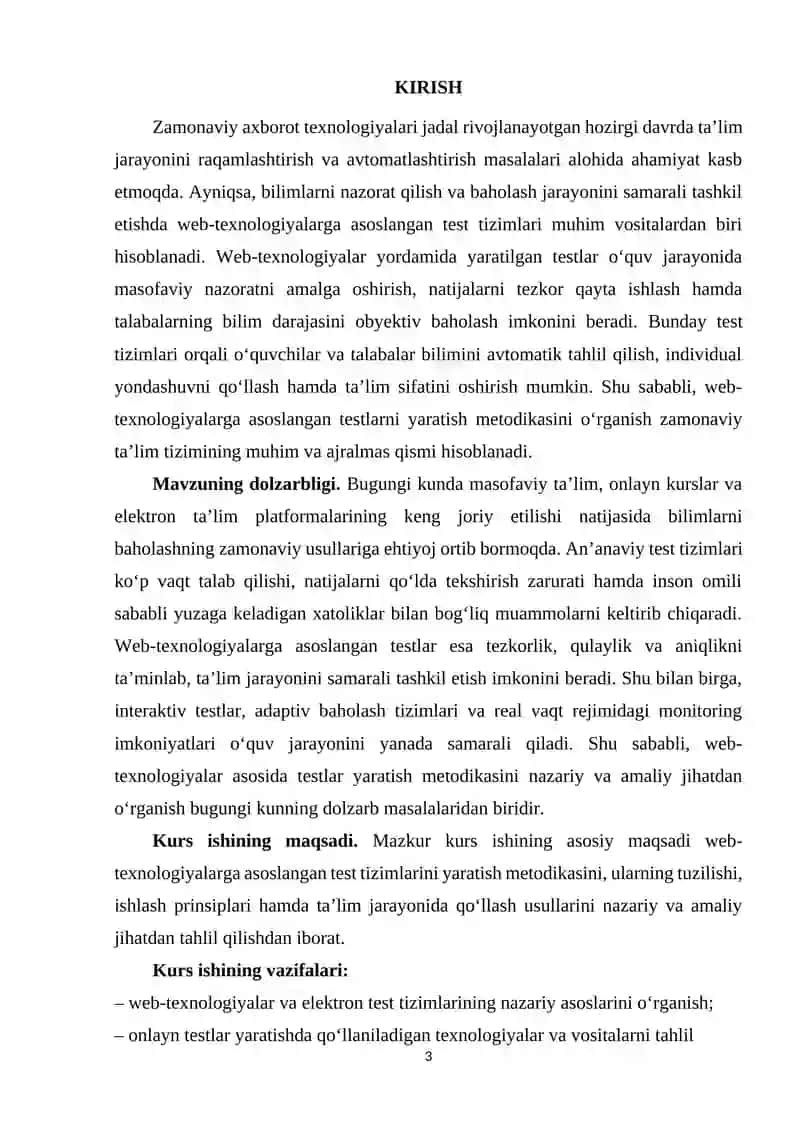 Web-texnologiyalarga asoslangan testlar yaratish metodikasi 3