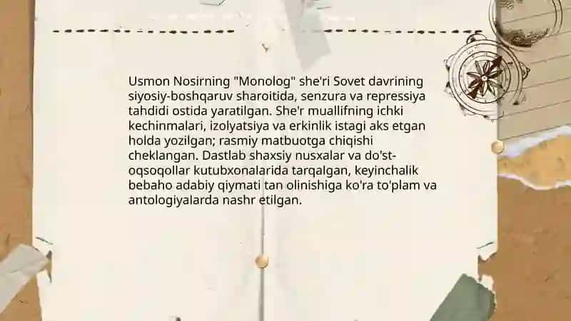 Usmon Nosirning "Monolog" she'ri 3