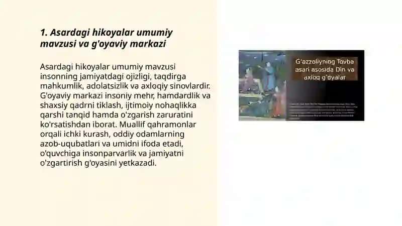 "Sabotu ojizun"asari tarkibidagi hikoyalarni sharhlash 3
