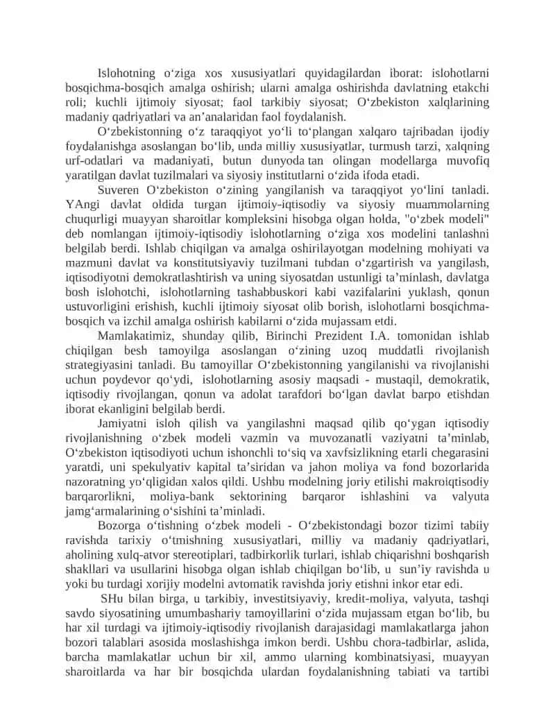 O‘zbekistonning o‘ziga xos istiqlol va taraqqiyot yo‘li 3