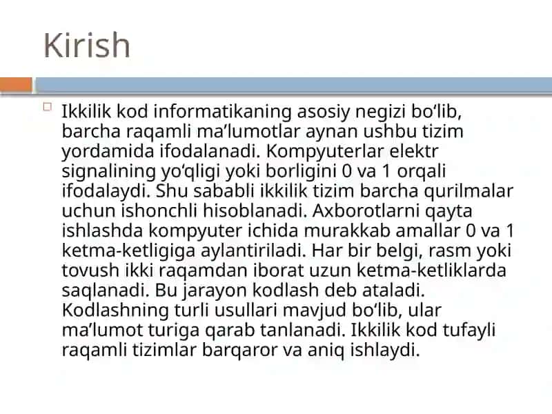 Informatikada Ikkilik Kodlarni Yaratish 3