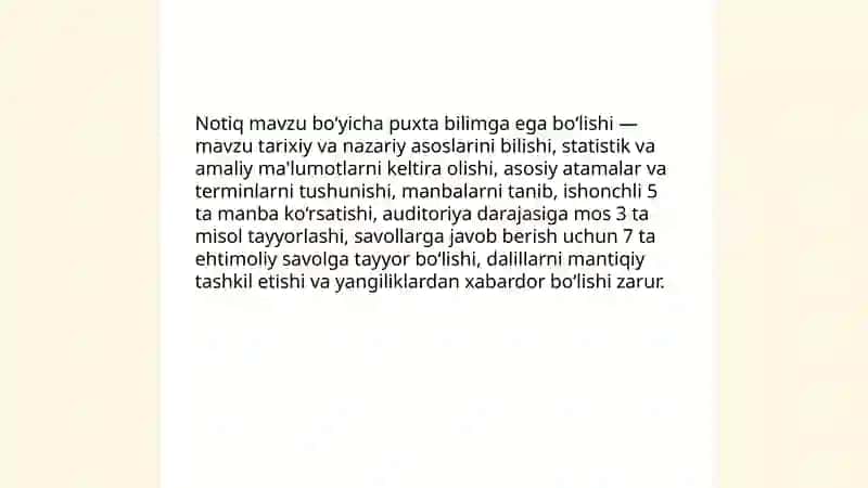 Notiq shaxsiga qo‘yiladigan talablar 3