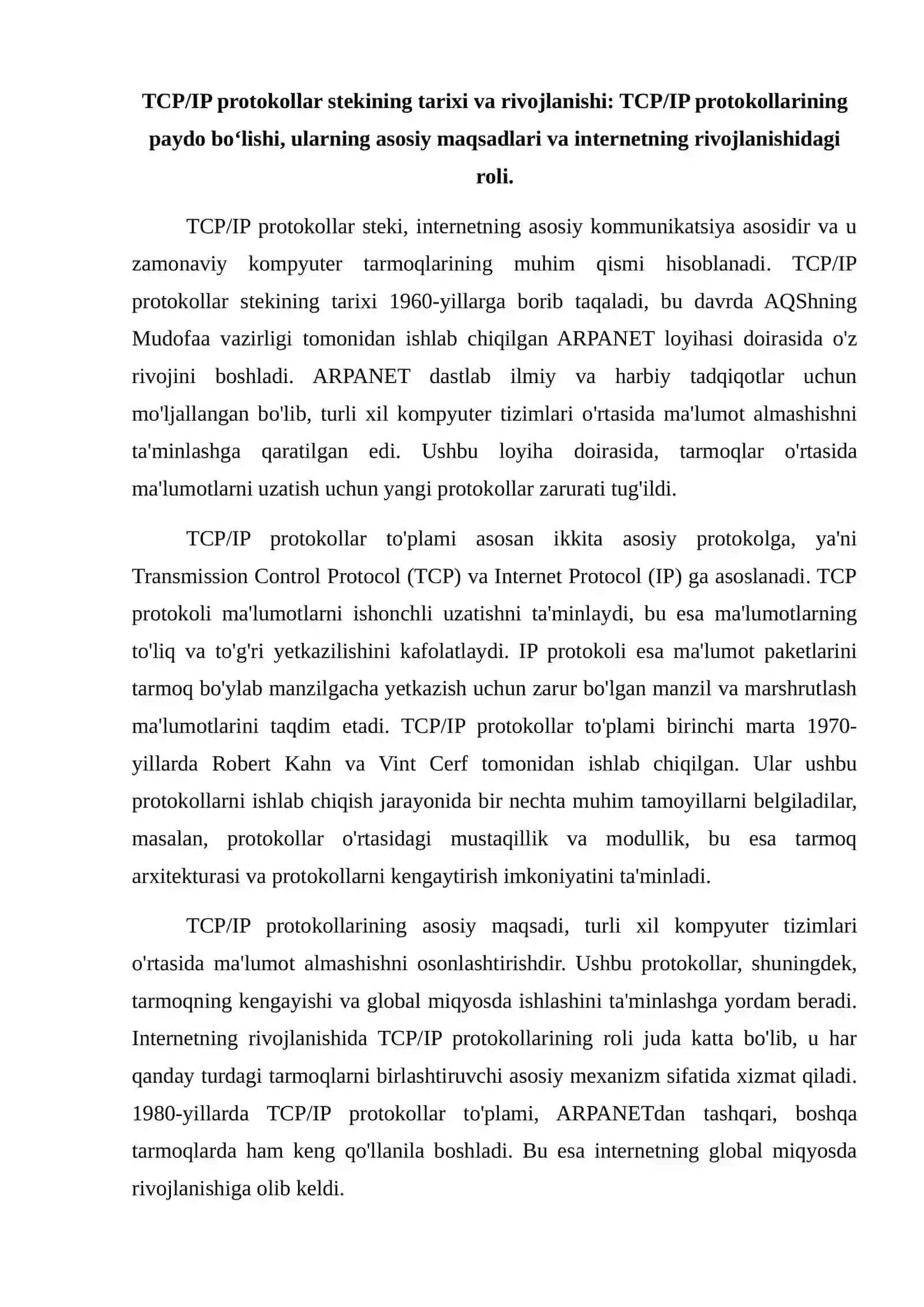 TCP/IP protokollar steki haqida umumiy tushunchalar 3