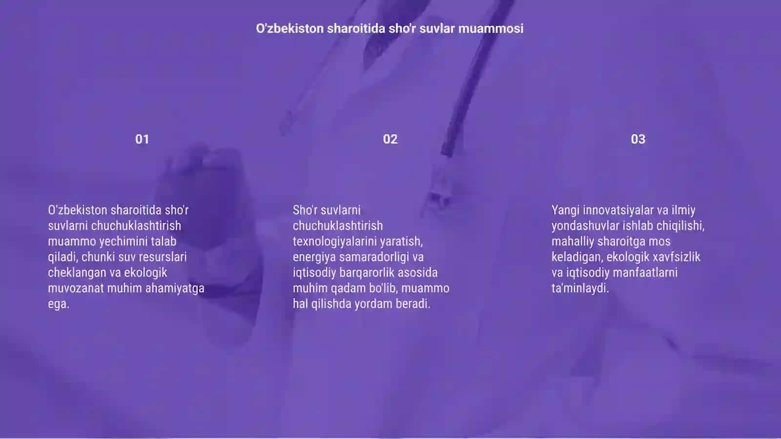 O'zbekiston sharoitida sho'r suvlarni chuchuklashtirish g'oyasi 3