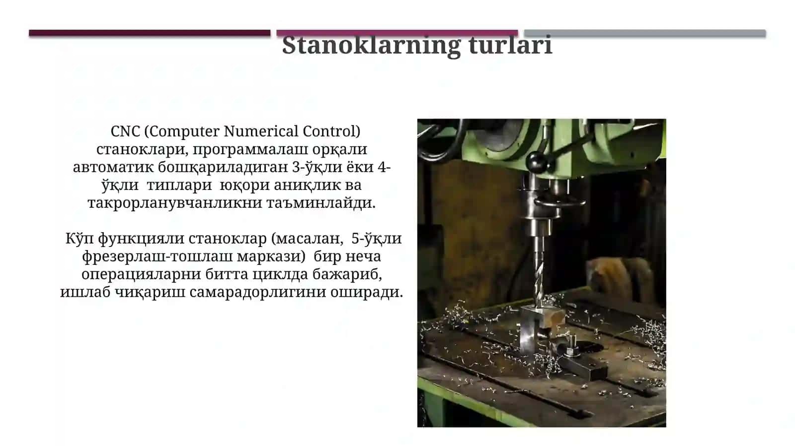 Stanoklarning turlari 3