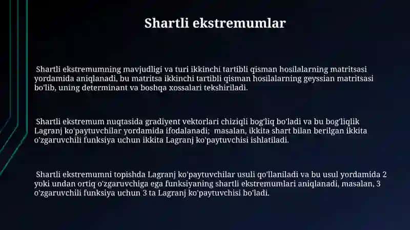 Shartli ekstremumlar 3