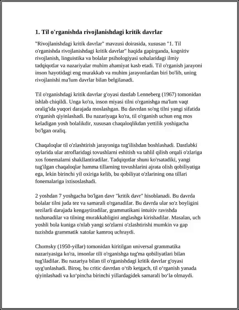 Rivojlanishdagi kritik davrlar 3