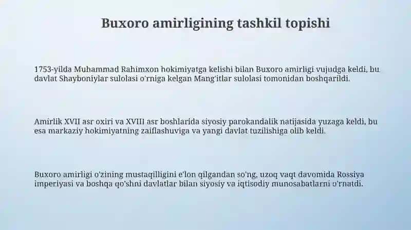 Buxoro amirligining tashkil topishi 3
