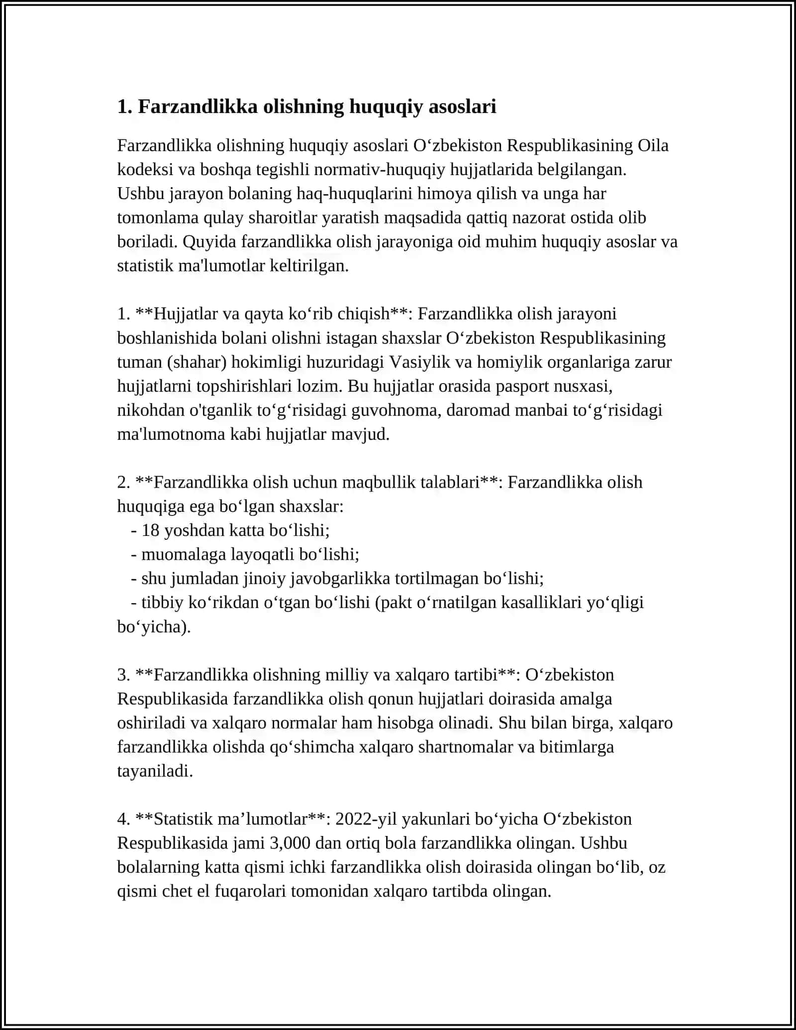 FARZANDLIKKA OLISH 3
