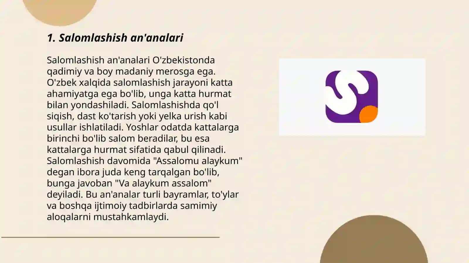 Salomlashish an'analari 3