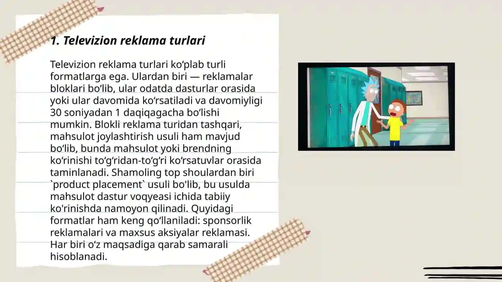 Televizion reklama turlari 3