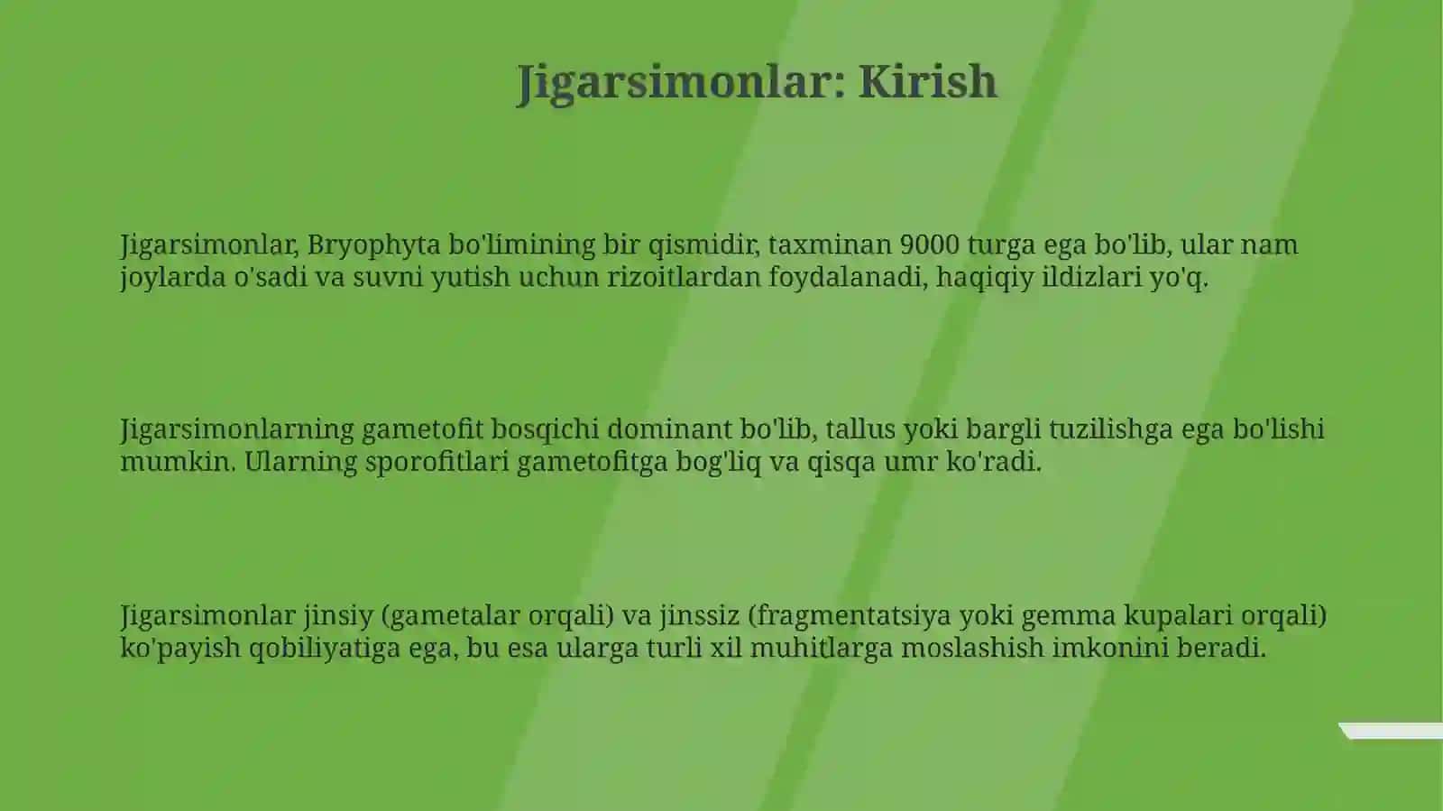 Jigarsimonlar va moxlarni o'rganish 3