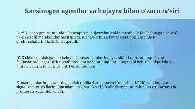 Karsinogen agentlar va hujayralar bilan o'zaro ta'siri 3