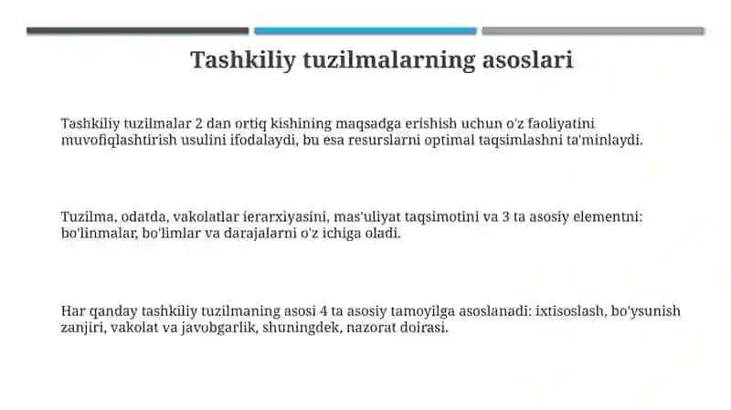 Tashkiliy tuzilmalarning asoslari 3